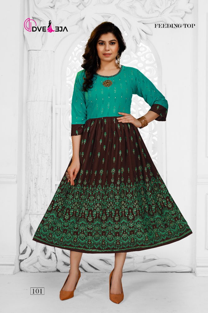 Dveeja Hazel Ethnic Wear Heavy Rayon Designer Anarkali Kurti Collection